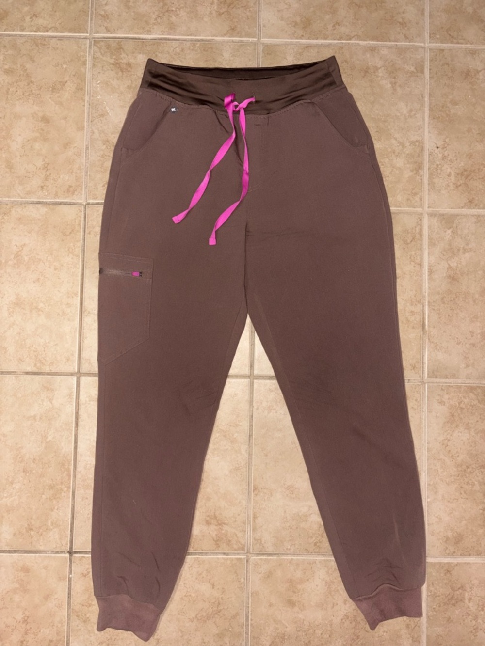 Figs Mauve Brown Technical Leggings with Branded Waist